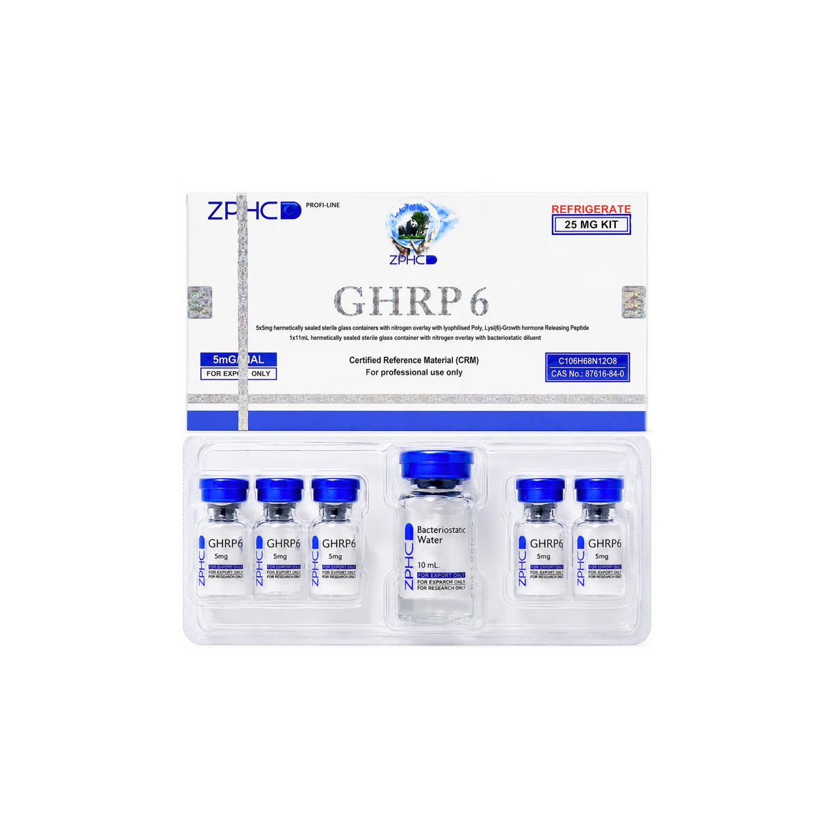 ZPHC GHRP-6 25 mg - 5 Vials x 5 mg